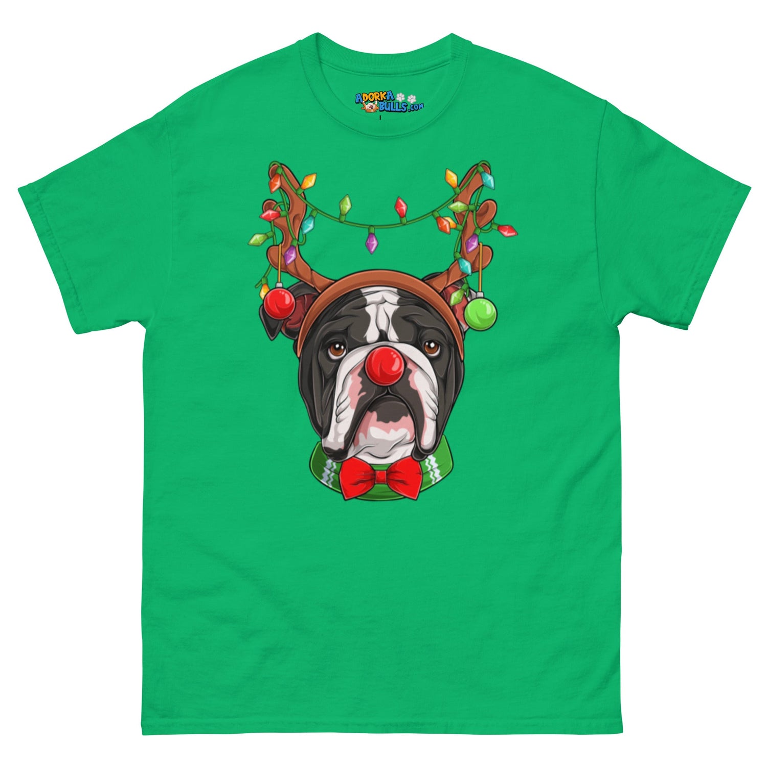 Grumpy Reindeer Male Bulldog T-Shirt | B&amp;W Colored