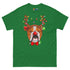 Grumpy Reindeer Male Bulldog T-Shirt | Red & White Colored