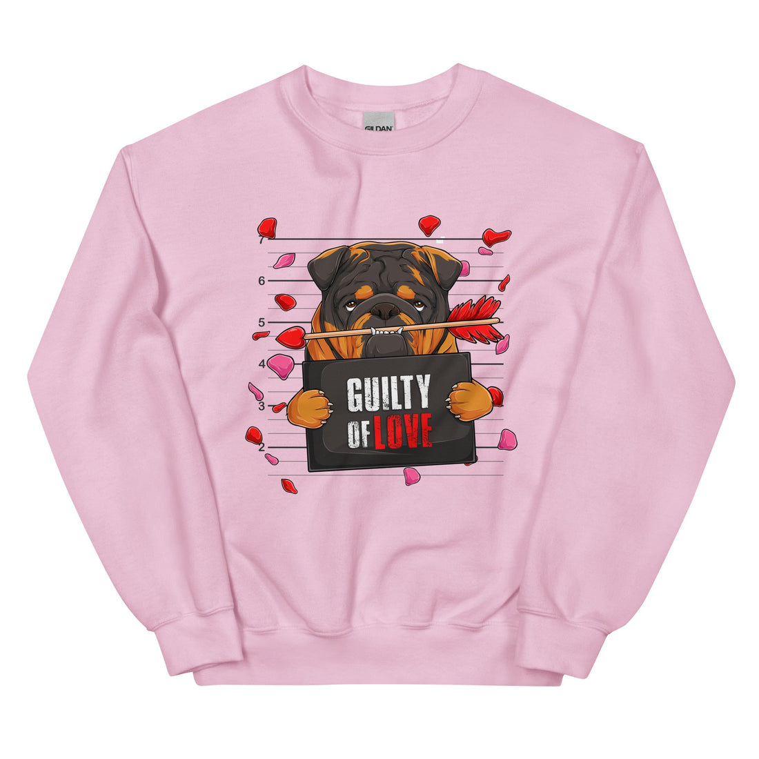 "Guilty of Love" Bulldog Valentine’s Day Sweatshirt | Tri Colored