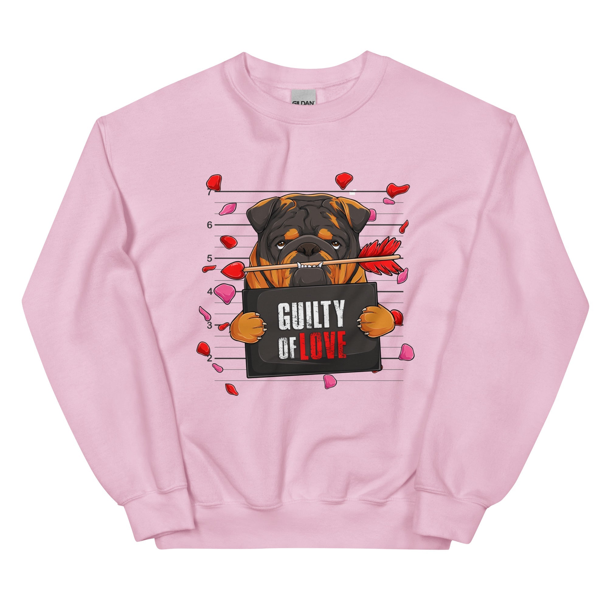 "Guilty of Love" Bulldog Valentine’s Day Sweatshirt | Tri Colored