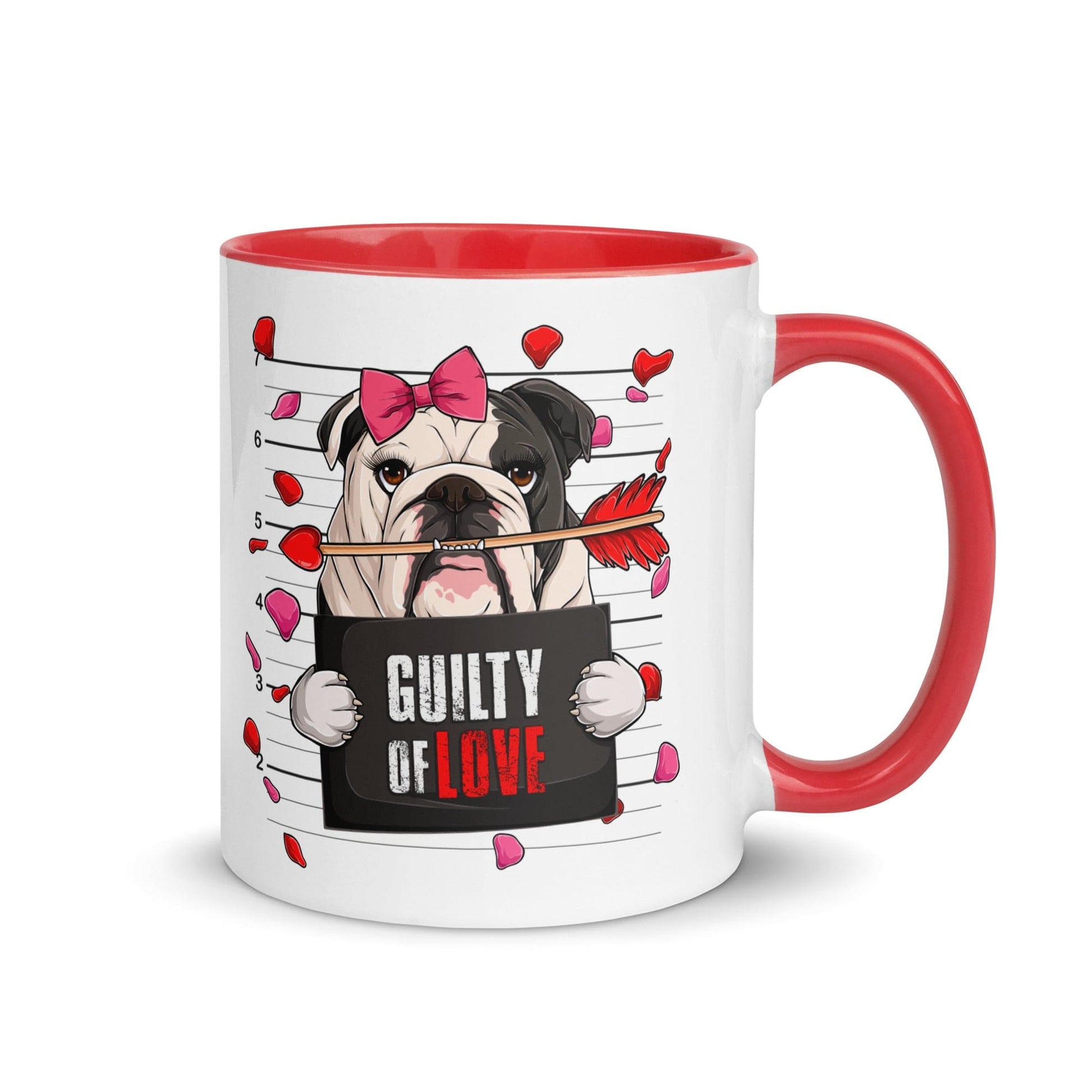 "Guilty of Love" English Bulldog Mug | B&W Colored Female