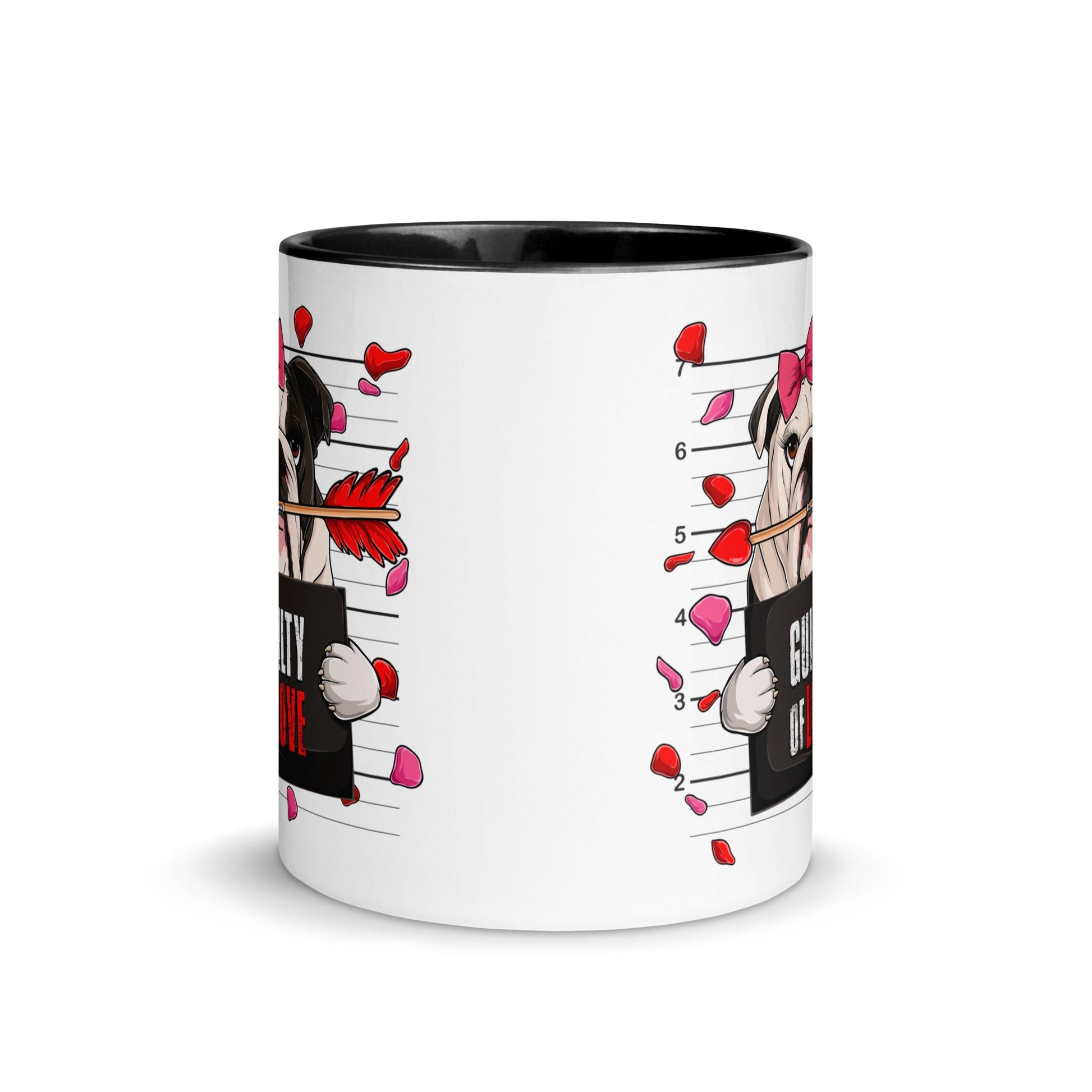 "Guilty of Love" English Bulldog Mug | B&W Colored Female