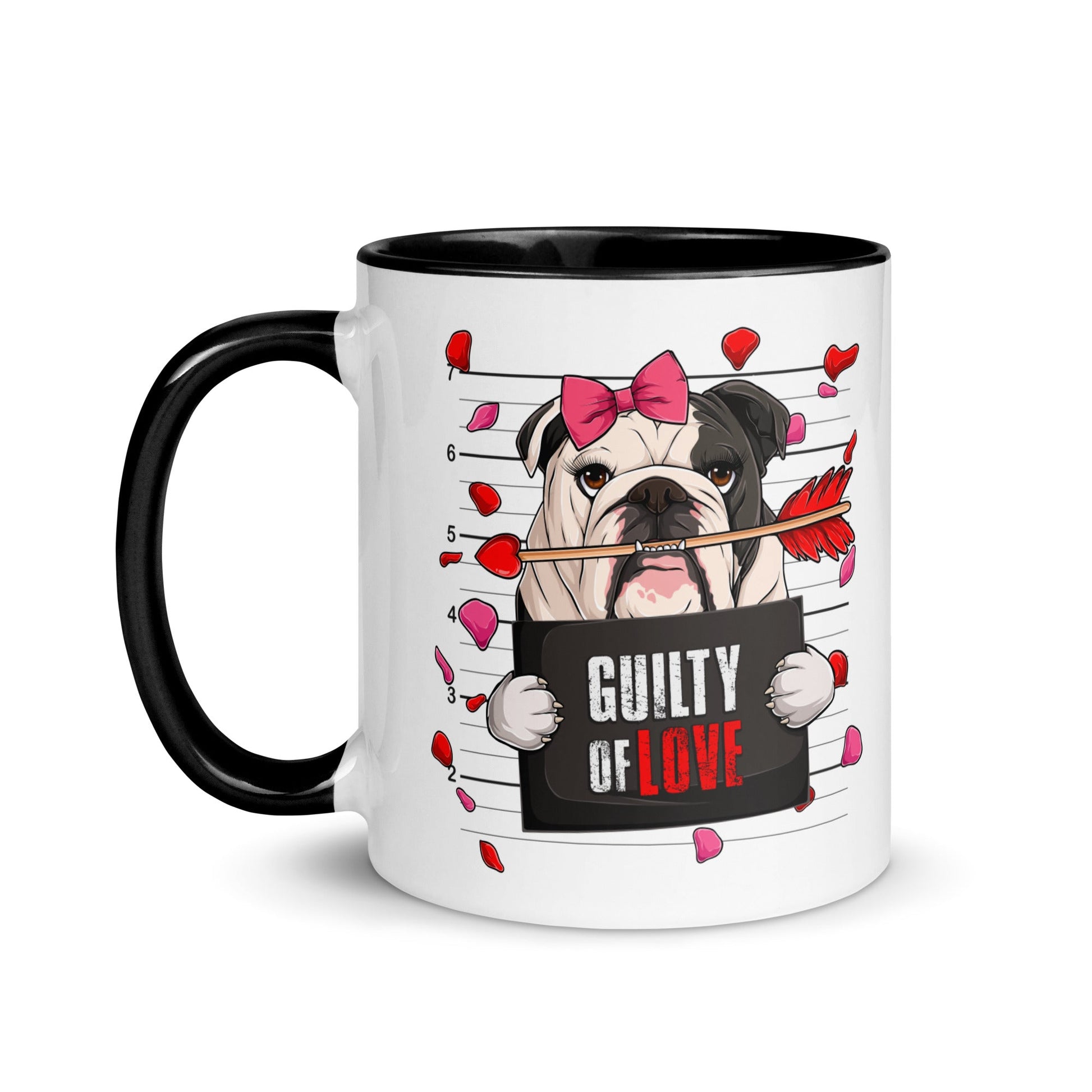 "Guilty of Love" English Bulldog Mug | B&W Colored Female