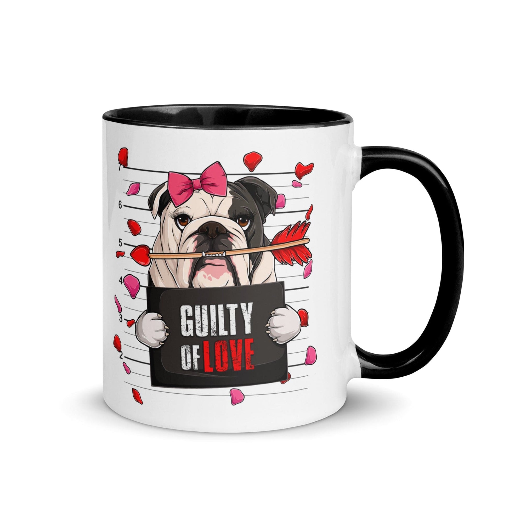 "Guilty of Love" English Bulldog Mug | B&W Colored Female