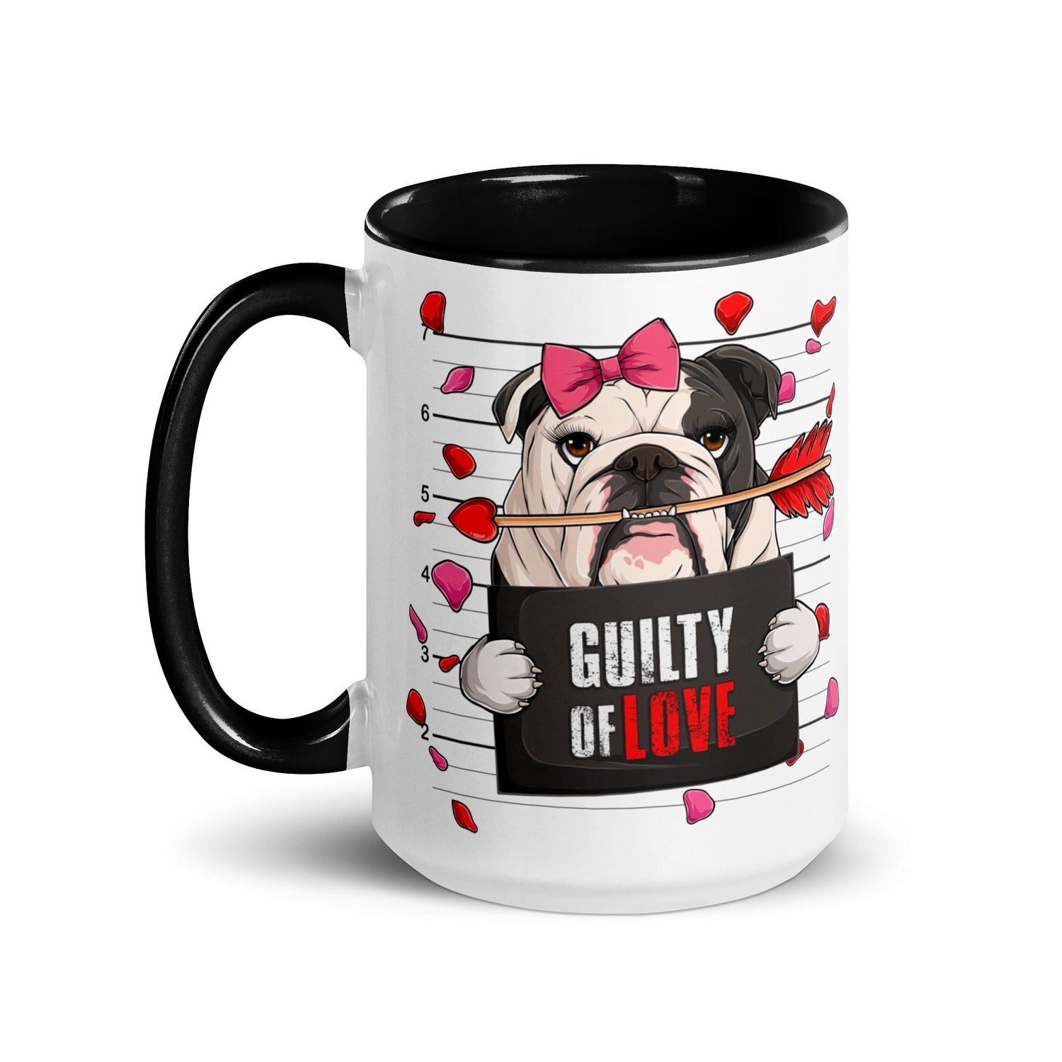 "Guilty of Love" English Bulldog Mug | B&amp;W Colored Female