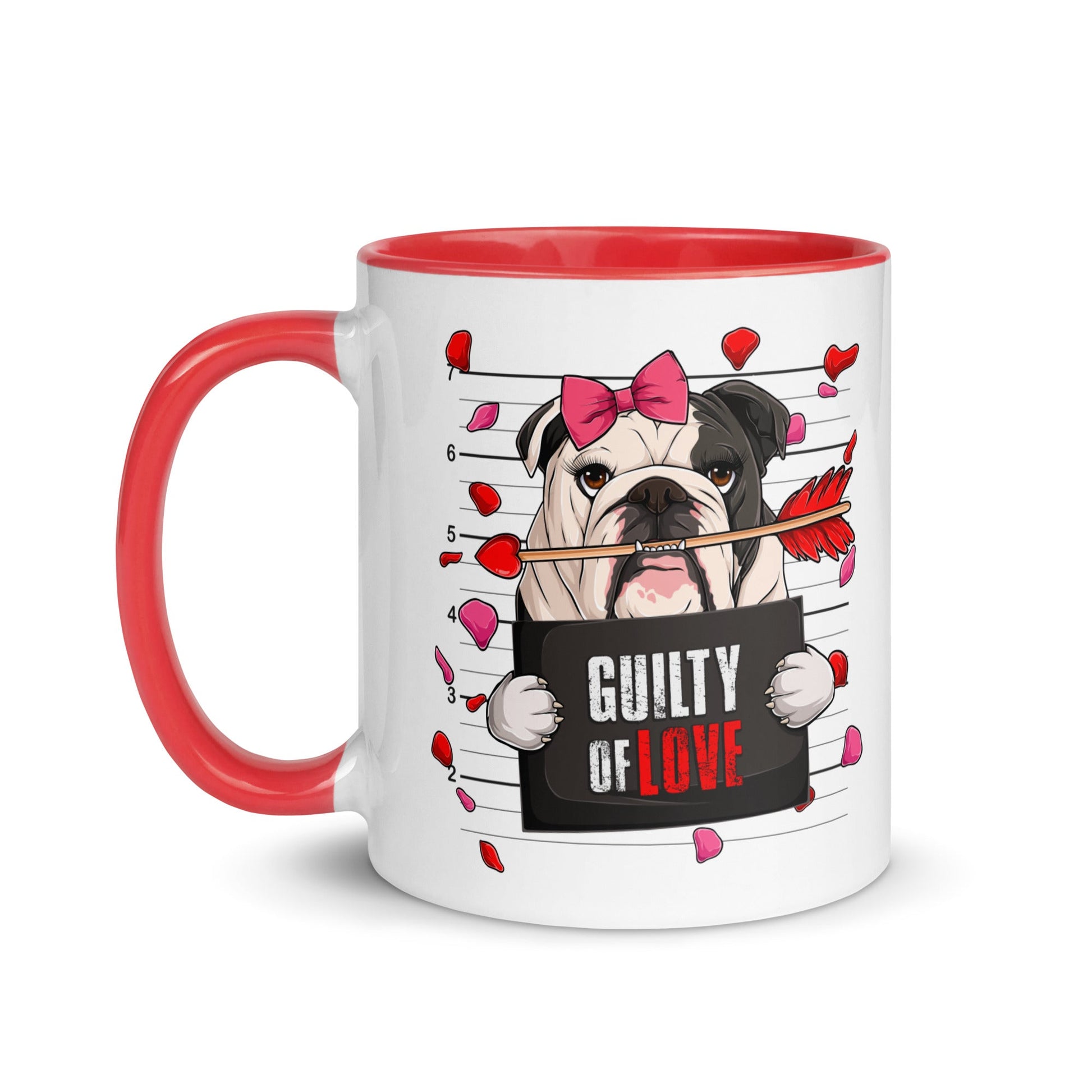 "Guilty of Love" English Bulldog Mug | B&W Colored Female