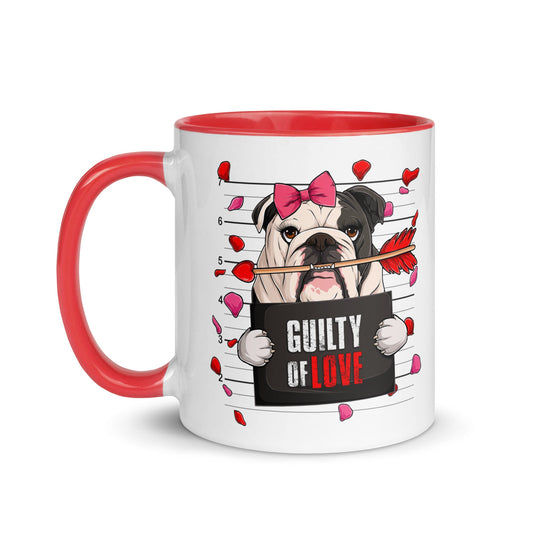 "Guilty of Love" English Bulldog Mug | B&W Colored Female