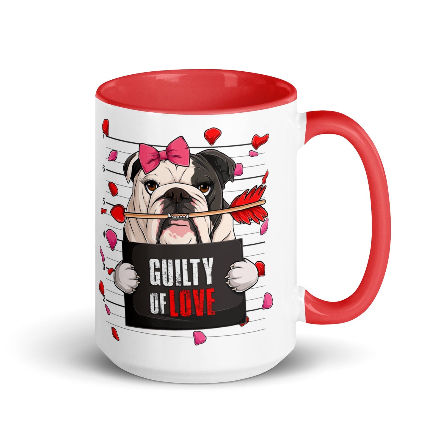 "Guilty of Love" English Bulldog Mug | B&amp;W Colored Female