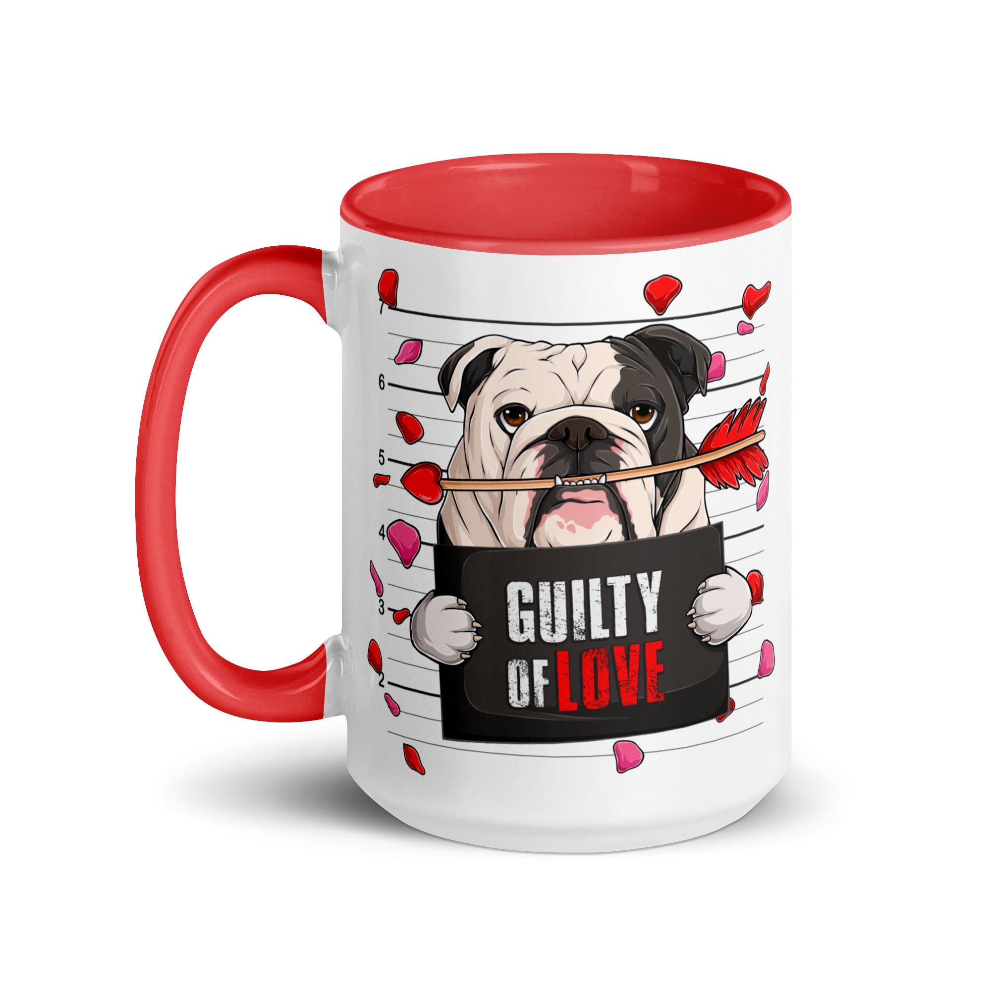"Guilty of Love" English Bulldog Mug | B&amp;W Colored Male