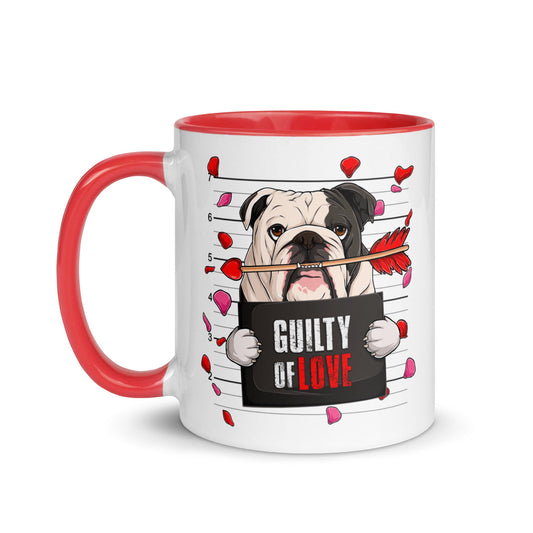 "Guilty of Love" English Bulldog Mug | B&W Colored Male