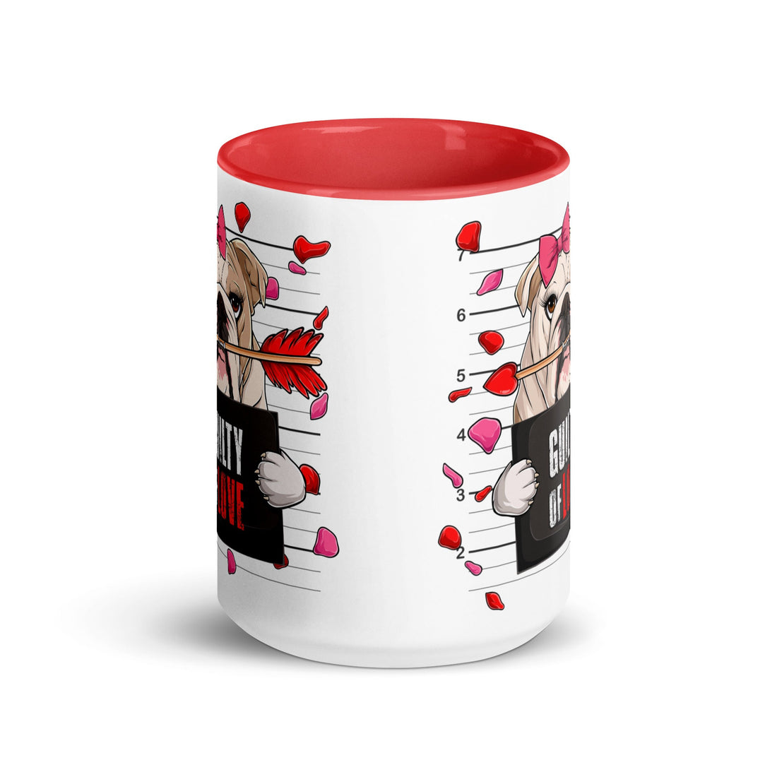 "Guilty of Love" English Bulldog Mug | Fawn &amp; White Colored Female