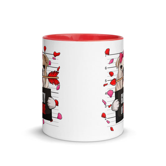 "Guilty of Love" English Bulldog Mug | Fawn & White Colored Female