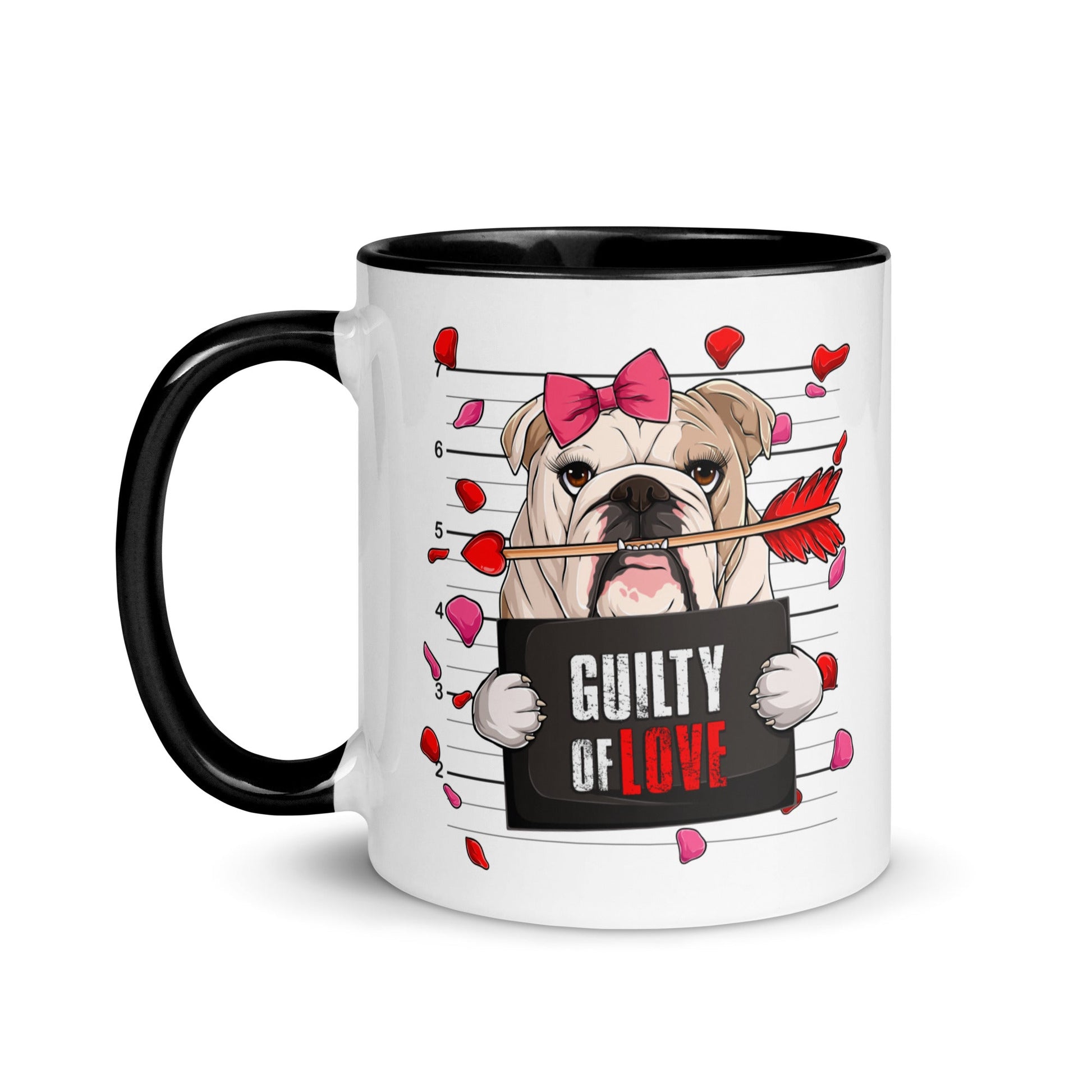 "Guilty of Love" English Bulldog Mug | Fawn & White Colored Female