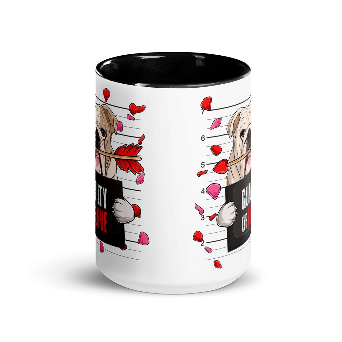 "Guilty of Love" English Bulldog Mug | Fawn &amp; White Colored Male