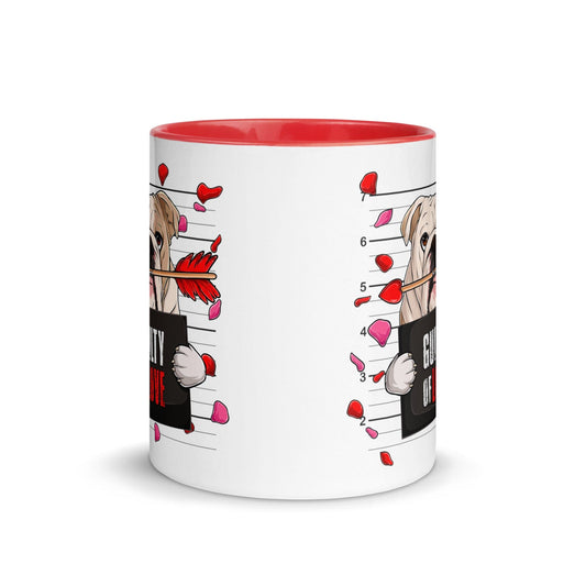 "Guilty of Love" English Bulldog Mug | Fawn & White Colored Male