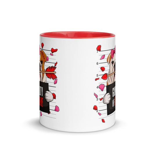 "Guilty of Love" English Bulldog Mug | Red & White Colored Female