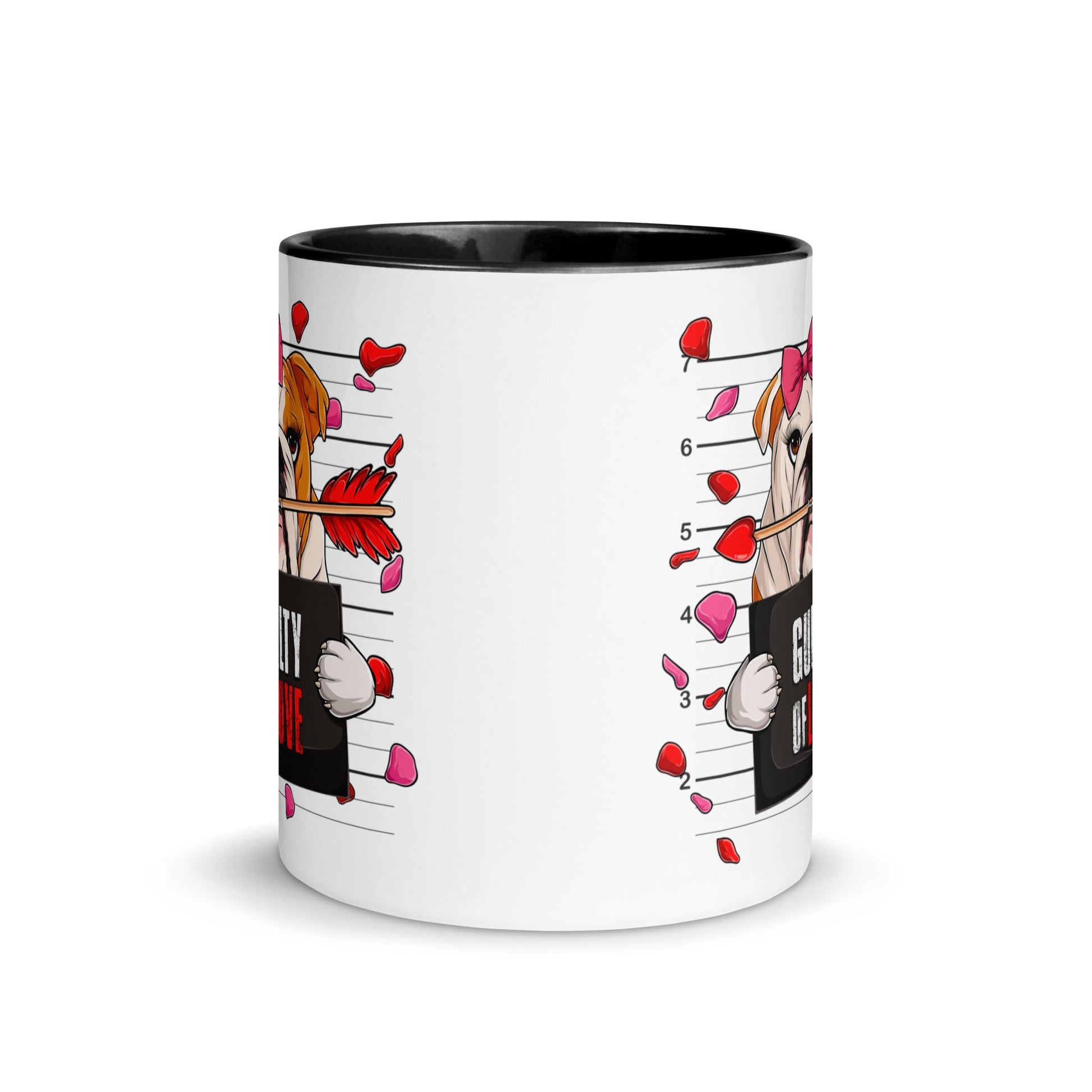 "Guilty of Love" English Bulldog Mug | Red & White Colored Female