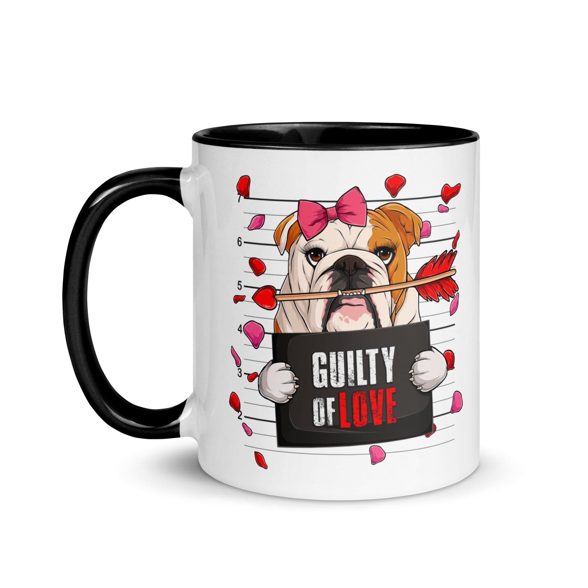 "Guilty of Love" English Bulldog Mug | Red & White Colored Female