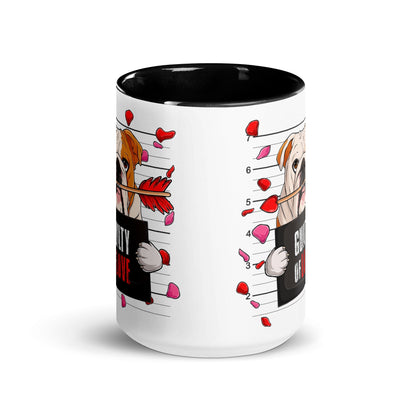 "Guilty of Love" English Bulldog Mug | Red &amp; White Colored Male