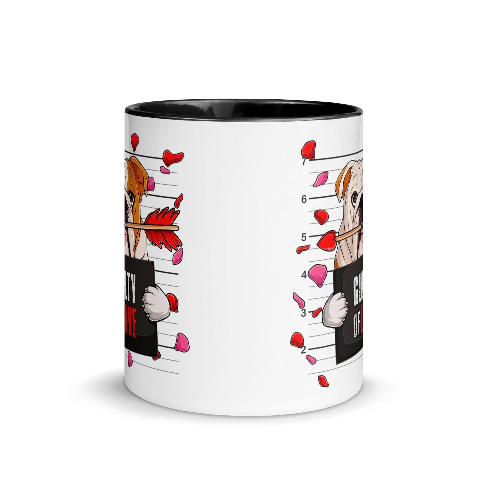 "Guilty of Love" English Bulldog Mug | Red & White Colored Male