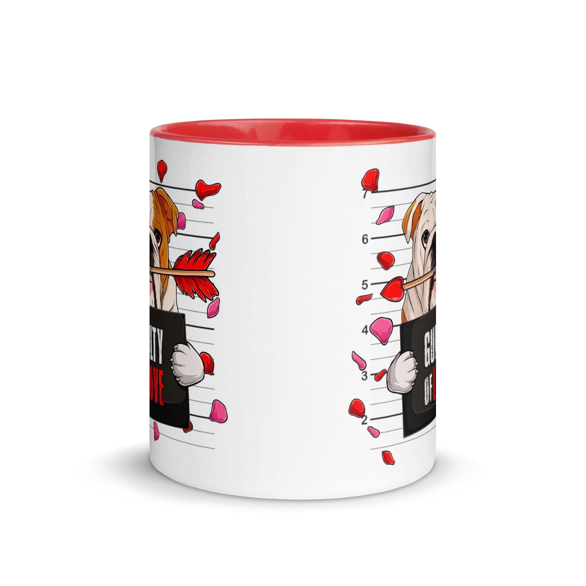 "Guilty of Love" English Bulldog Mug | Red & White Colored Male