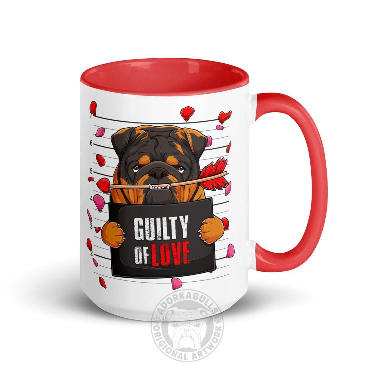 "Guilty of Love" English Bulldog Mug | Tri Colored Male