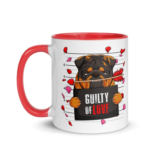 "Guilty of Love" English Bulldog Mug | Tri Colored Male