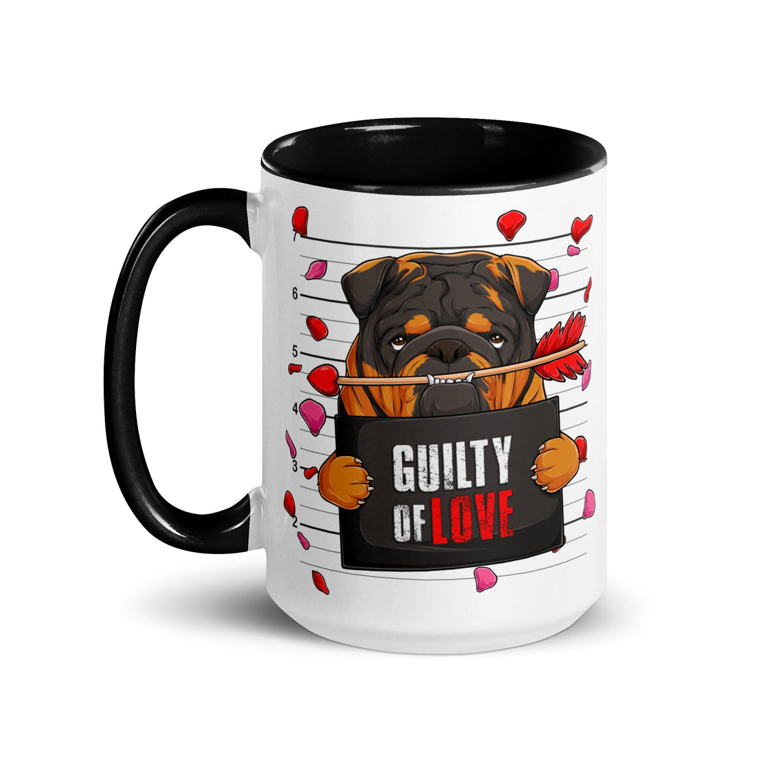 "Guilty of Love" English Bulldog Mug | Tri Colored Male