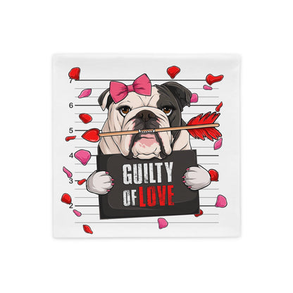 &quot;Guilty of Love&quot; English Bulldog Pillow Case | B&amp;W Colored Female