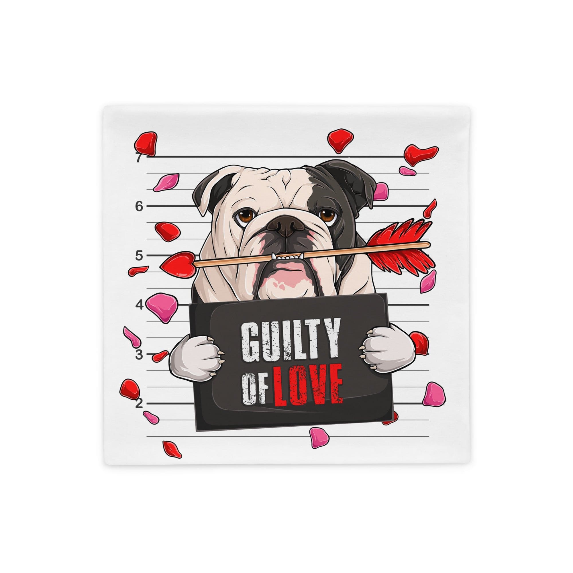 &quot;Guilty of Love&quot; English Bulldog Pillow Case | B&amp;W Colored Male