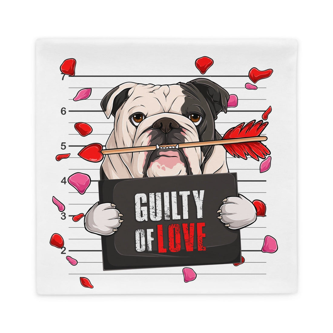 "Guilty of Love" English Bulldog Pillow Case | B&W Colored Male