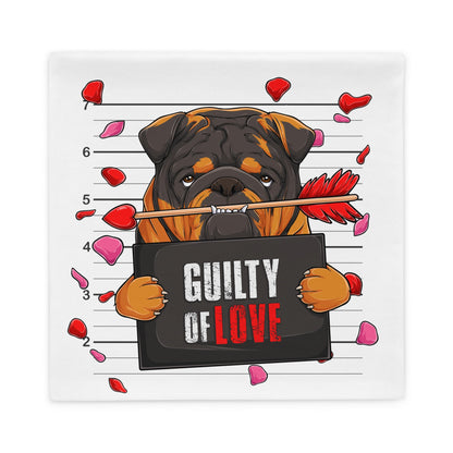 &quot;Guilty of Love&quot; English Bulldog Pillow Case | Tri Colored Male