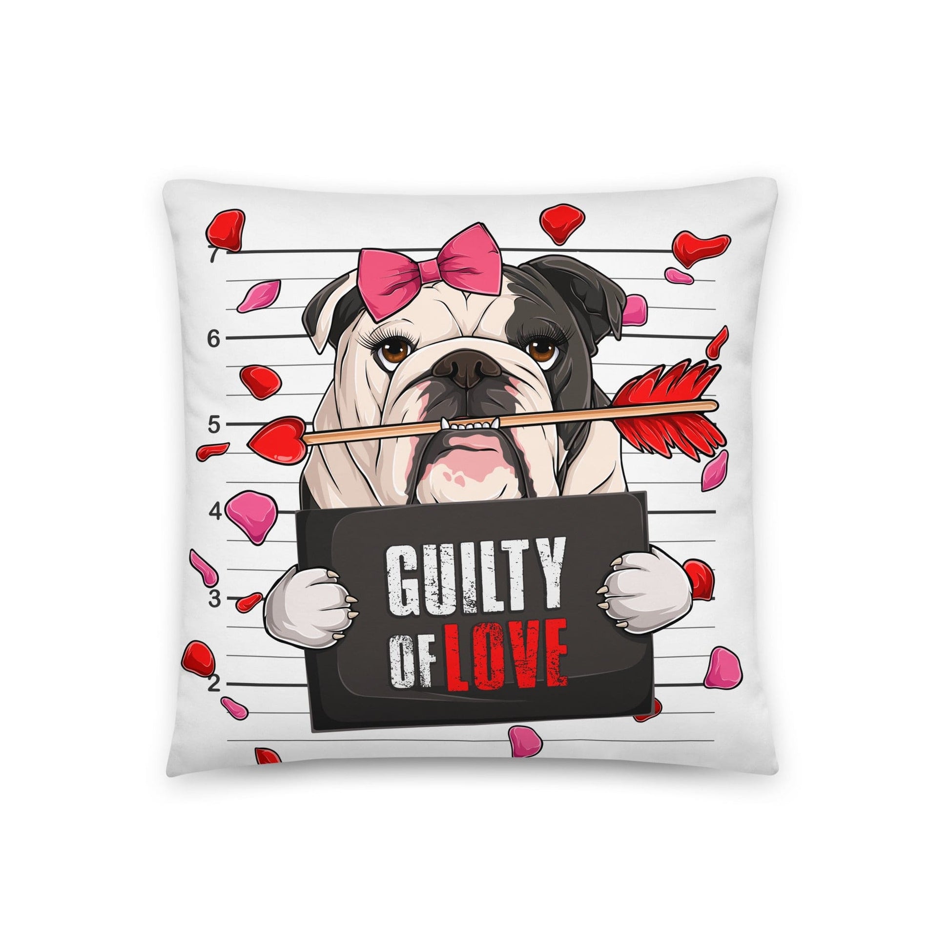 "Guilty of Love" English Bulldog Throw Pillow | B&W Colored Female