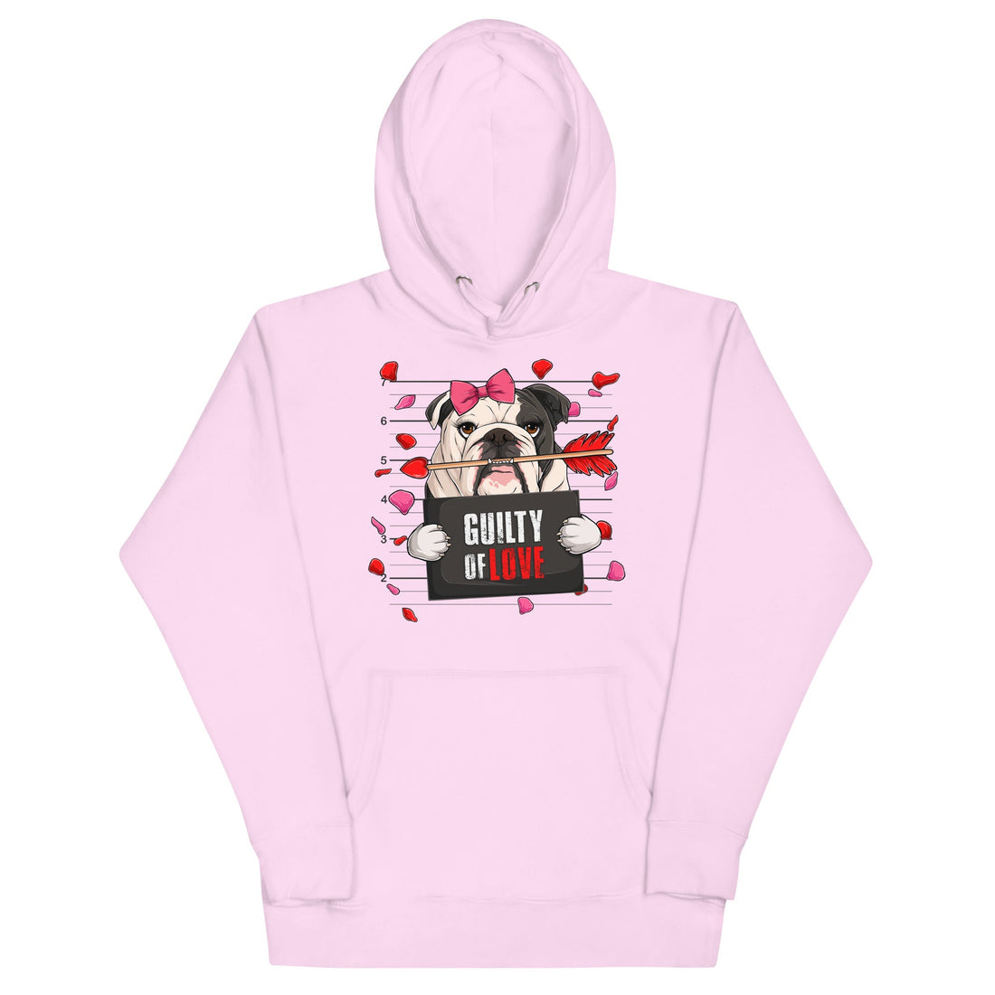 "Guilty of Love" English Bulldog Unisex Hoodie | B&amp;W Colored Female