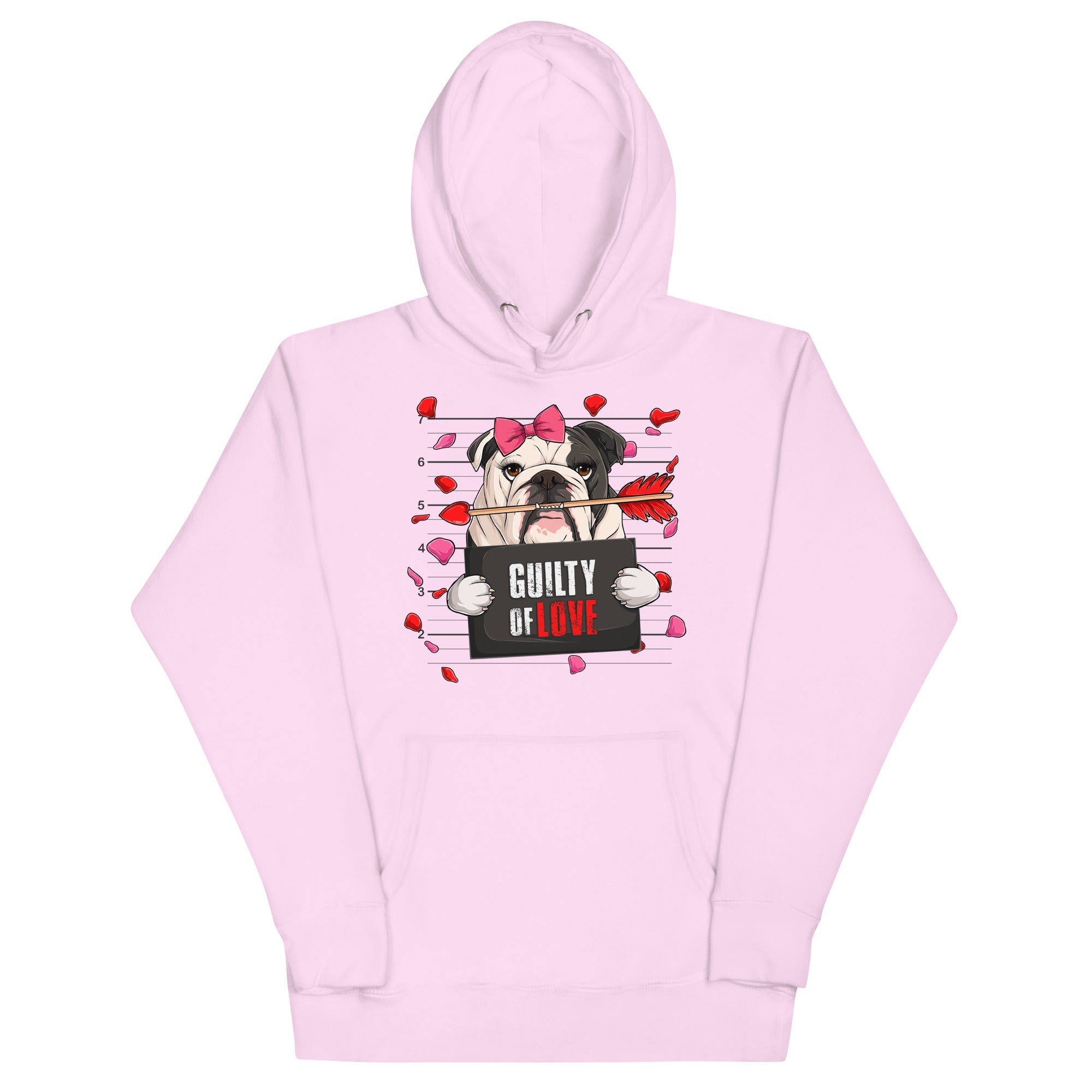 "Guilty of Love" English Bulldog Unisex Hoodie | B&amp;W Colored Female