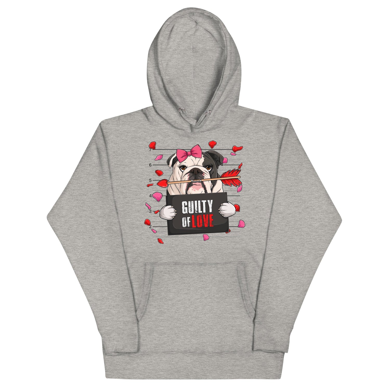 "Guilty of Love" English Bulldog Unisex Hoodie | B&amp;W Colored Female