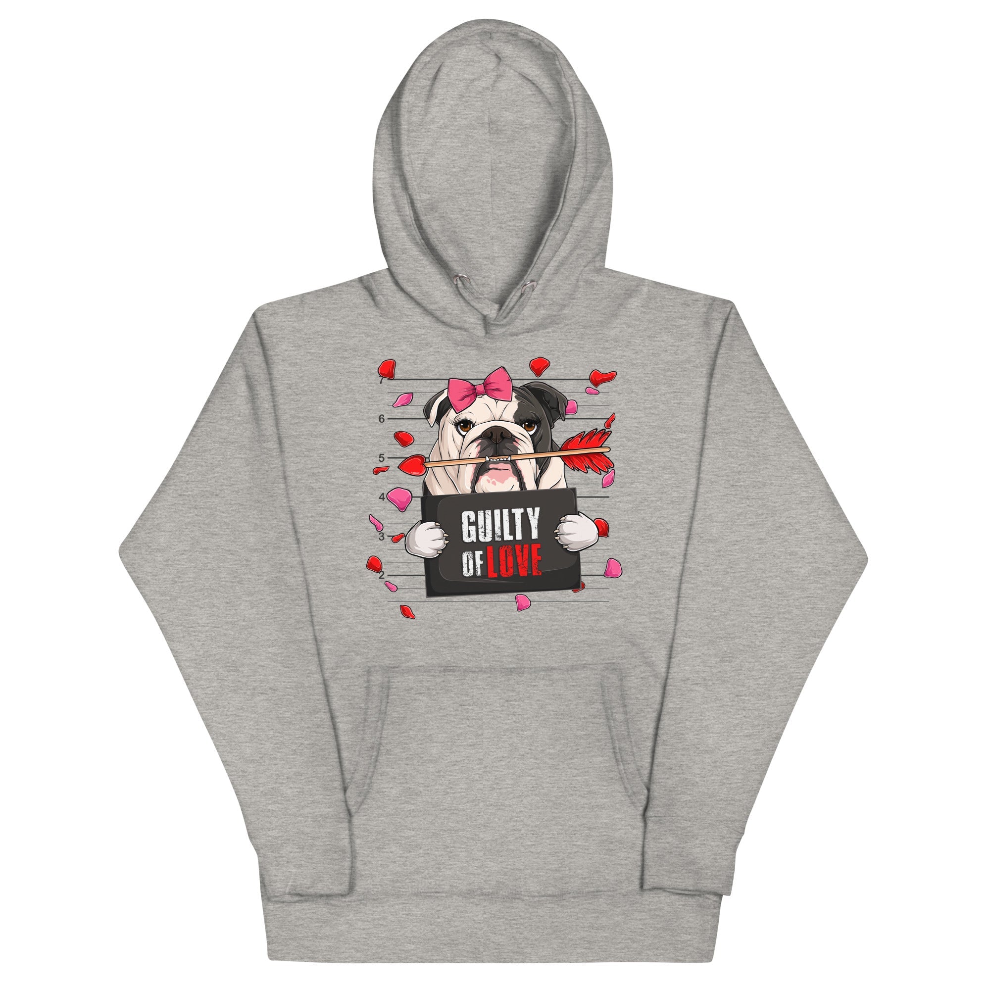 "Guilty of Love" English Bulldog Unisex Hoodie | B&amp;W Colored Female