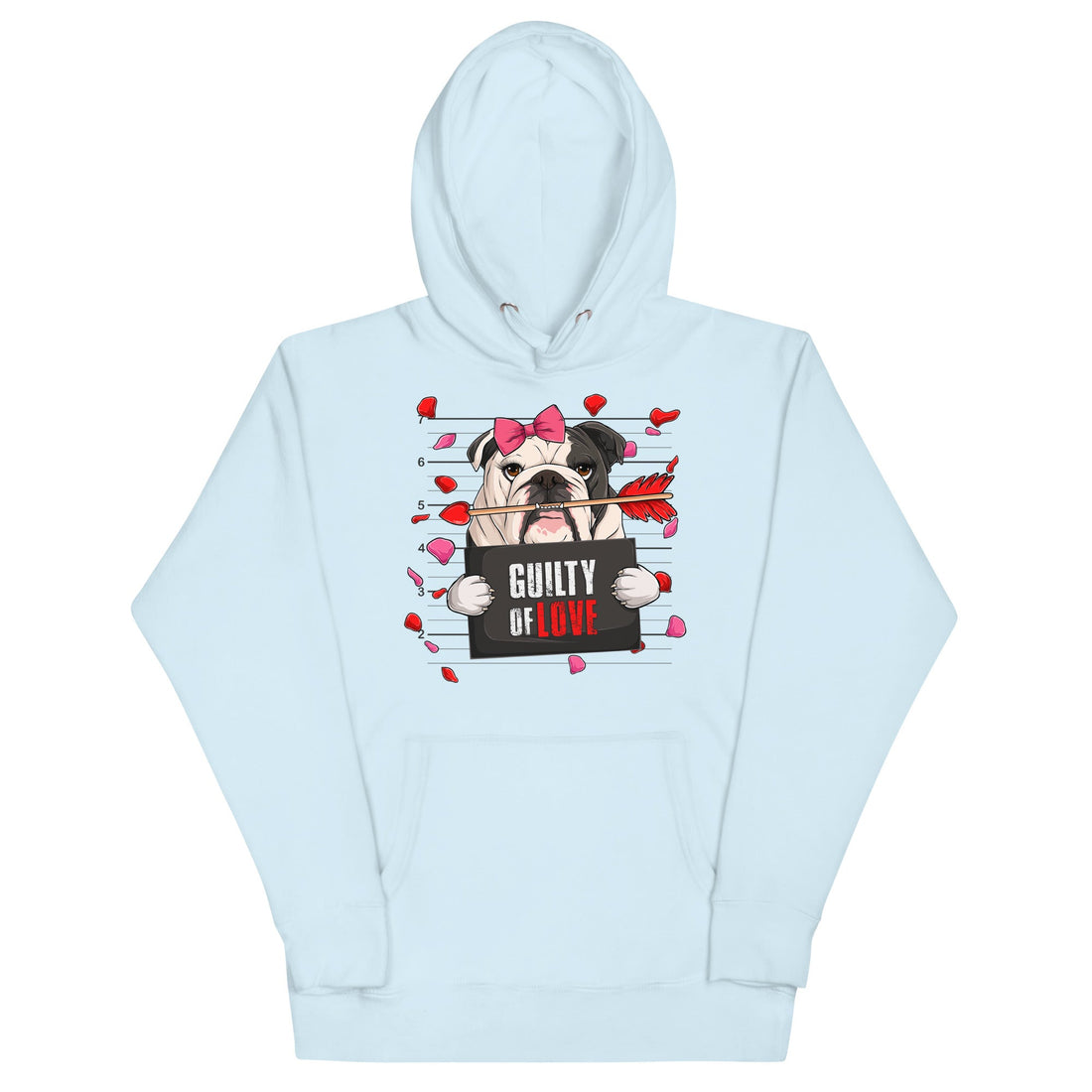 "Guilty of Love" English Bulldog Unisex Hoodie | B&amp;W Colored Female