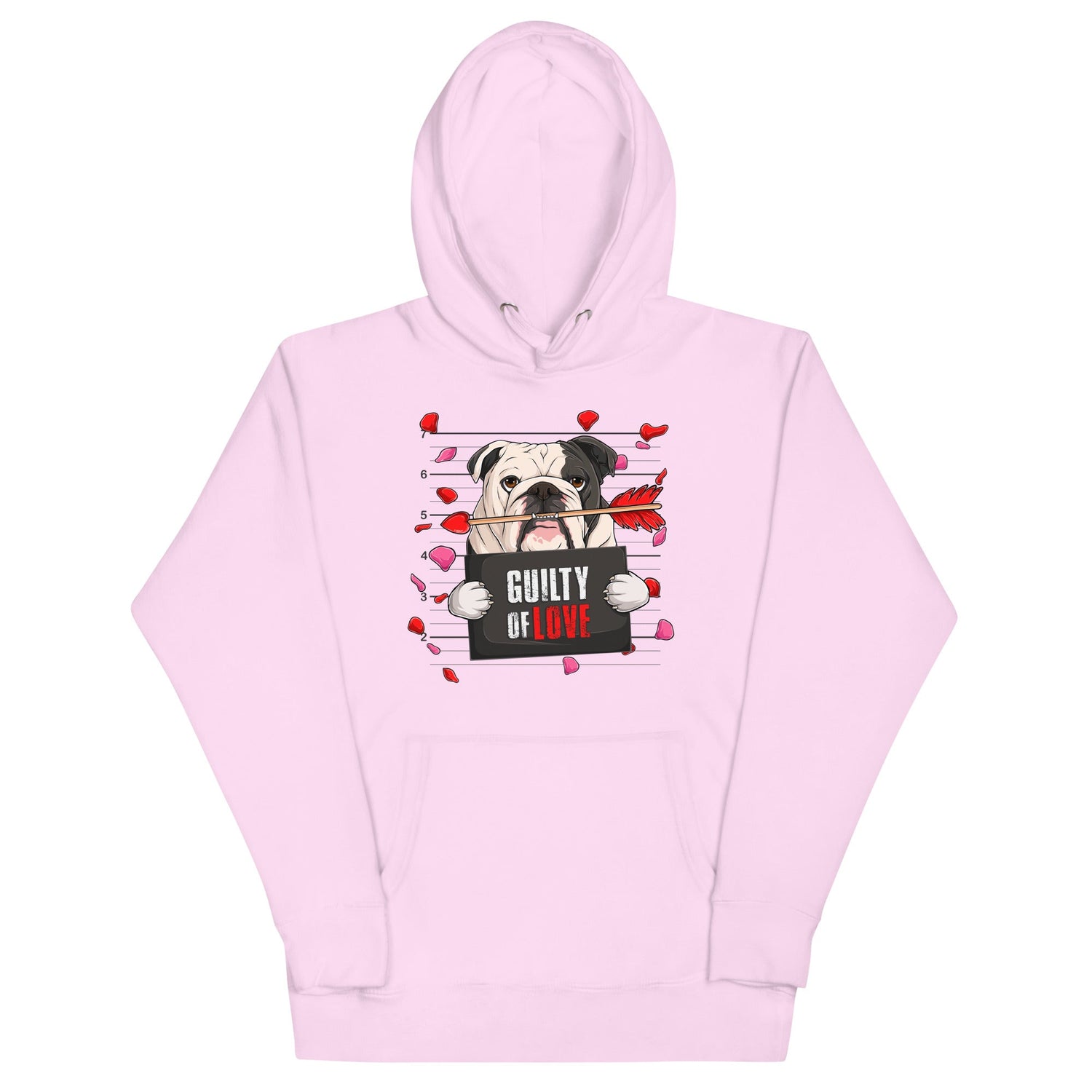 "Guilty of Love" English Bulldog Unisex Hoodie | B&amp;W Colored Male