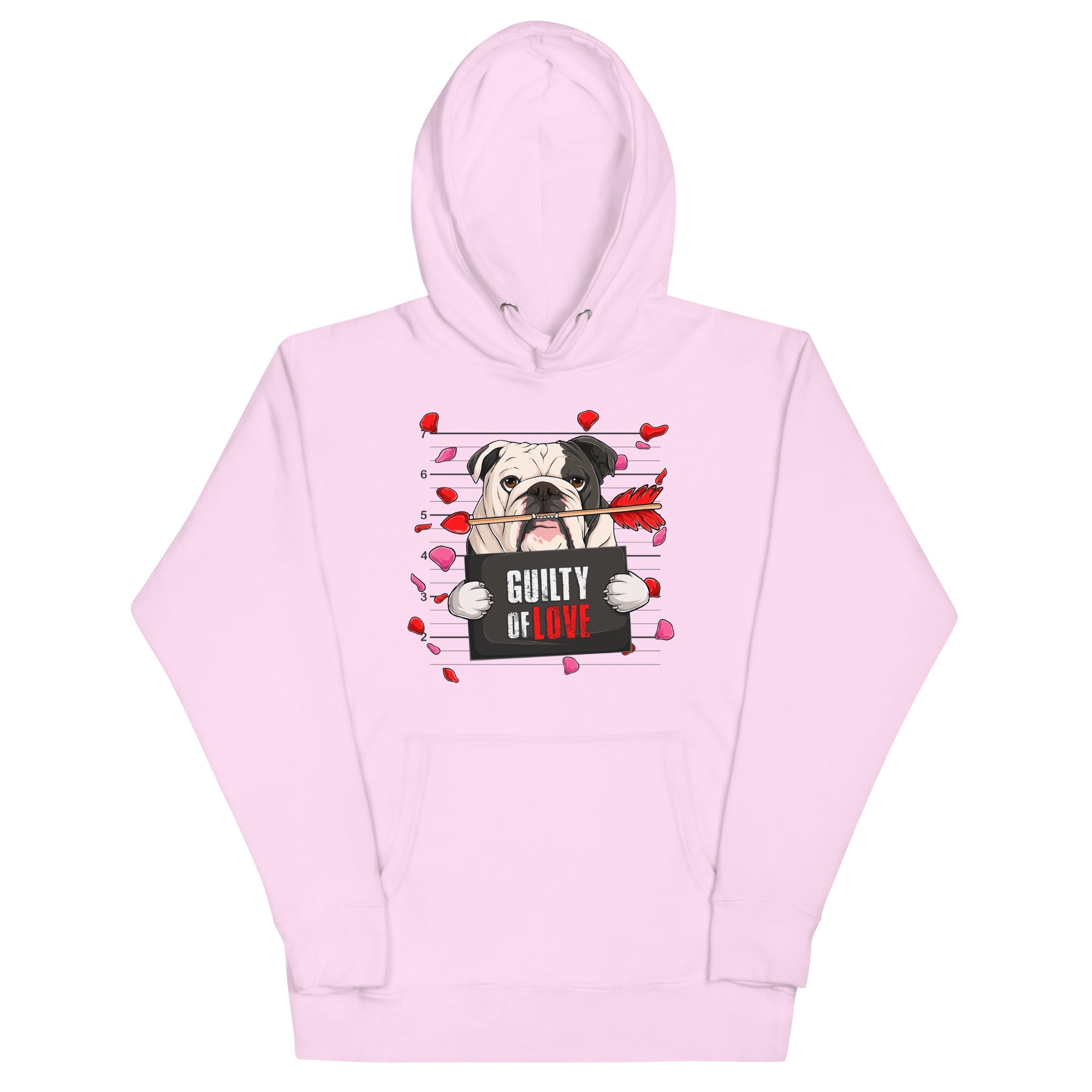 "Guilty of Love" English Bulldog Unisex Hoodie | B&amp;W Colored Male