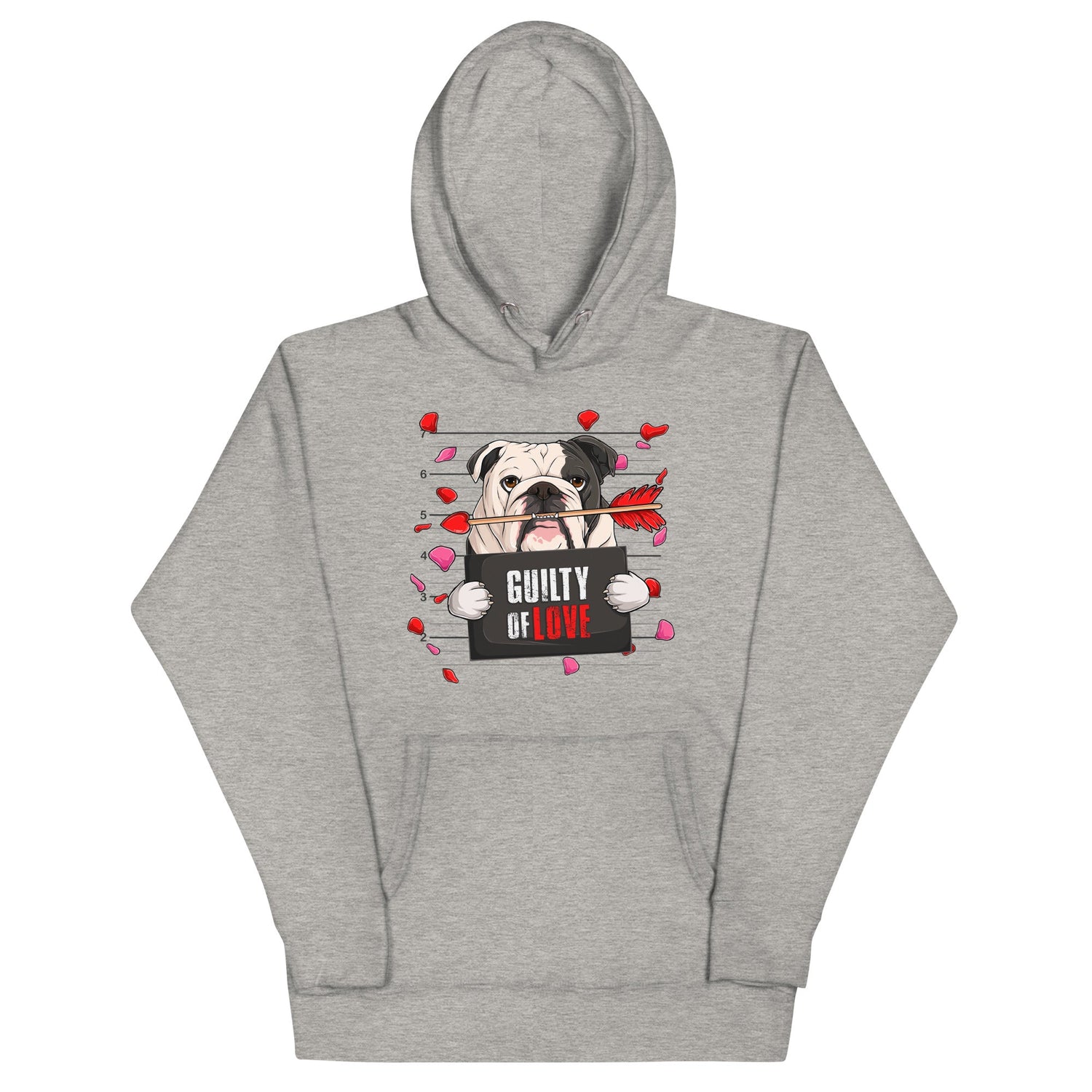 "Guilty of Love" English Bulldog Unisex Hoodie | B&amp;W Colored Male