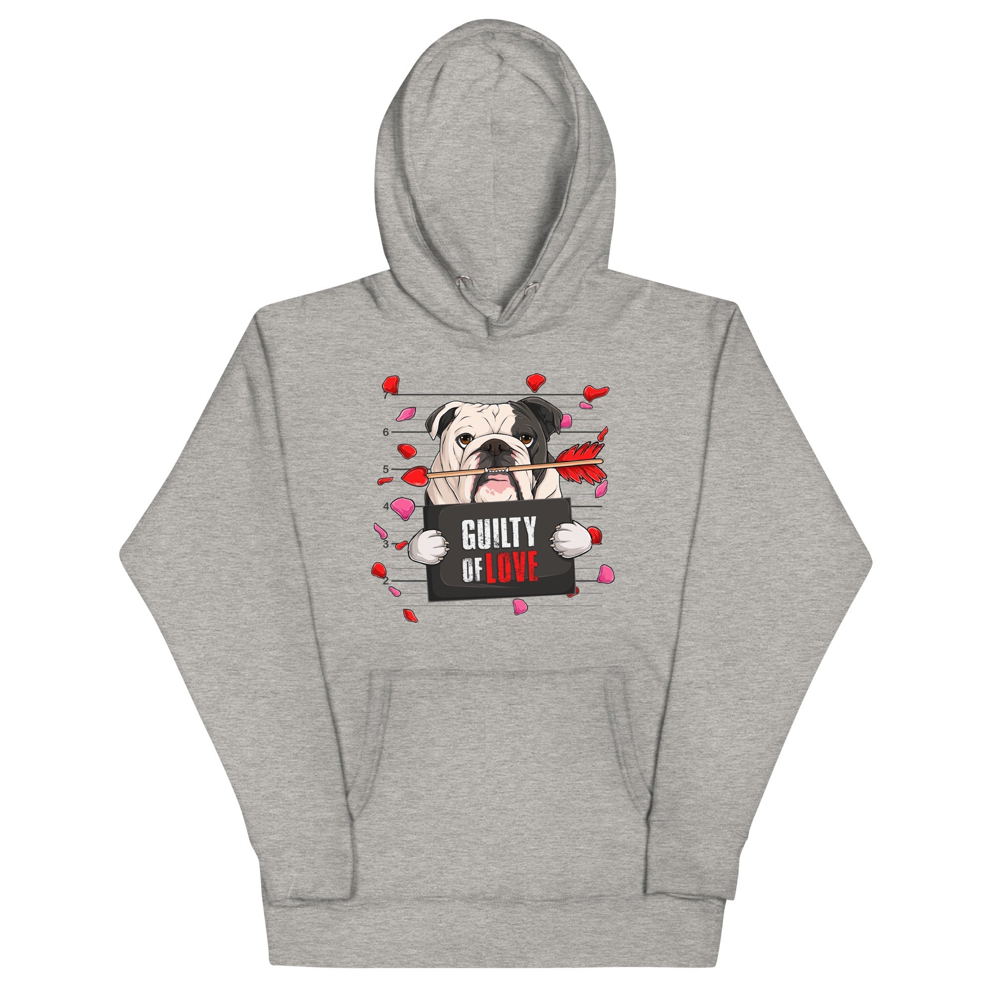 "Guilty of Love" English Bulldog Unisex Hoodie | B&amp;W Colored Male