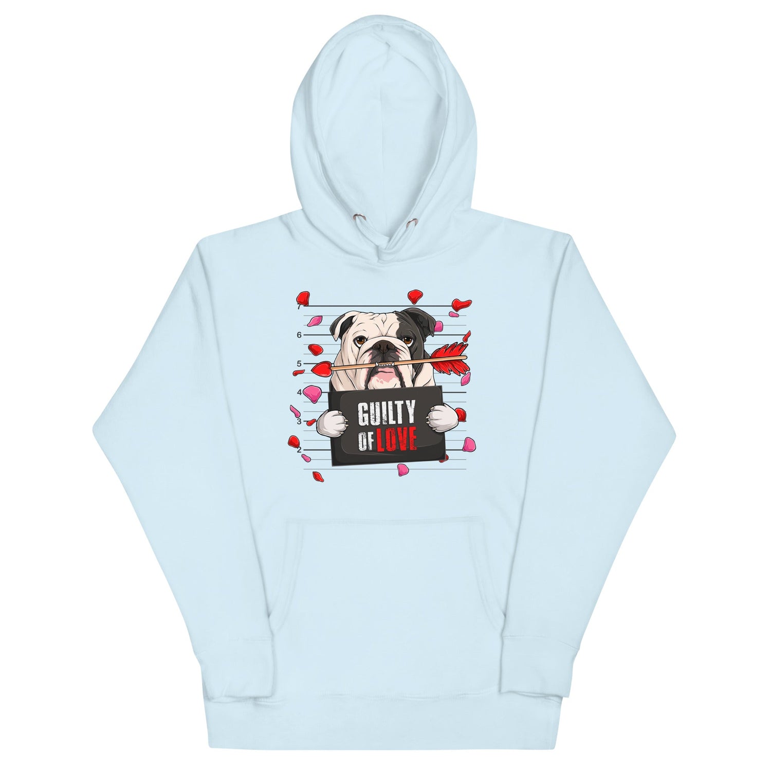 "Guilty of Love" English Bulldog Unisex Hoodie | B&amp;W Colored Male