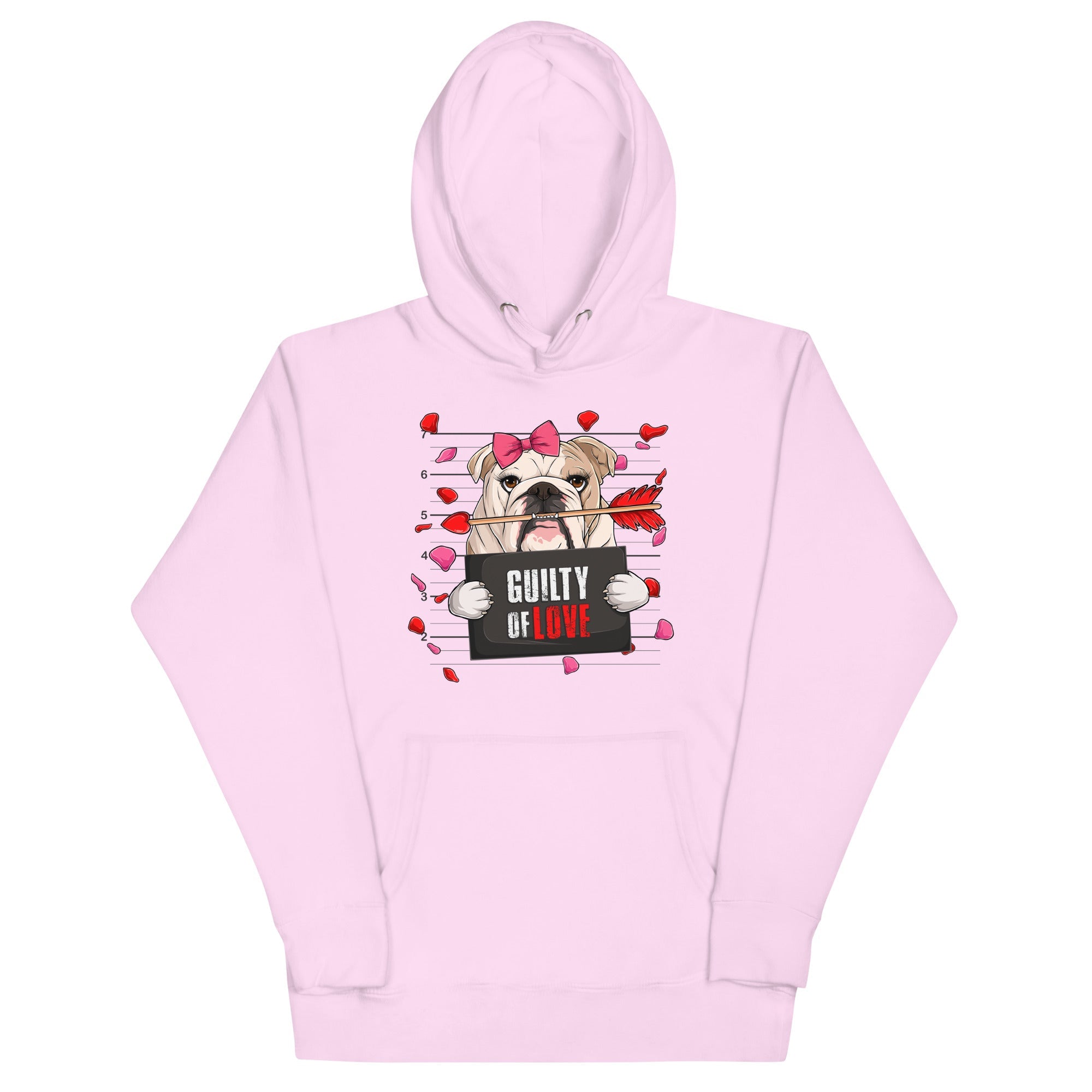 "Guilty of Love" English Bulldog Unisex Hoodie | Fawn &amp; White Colored Female