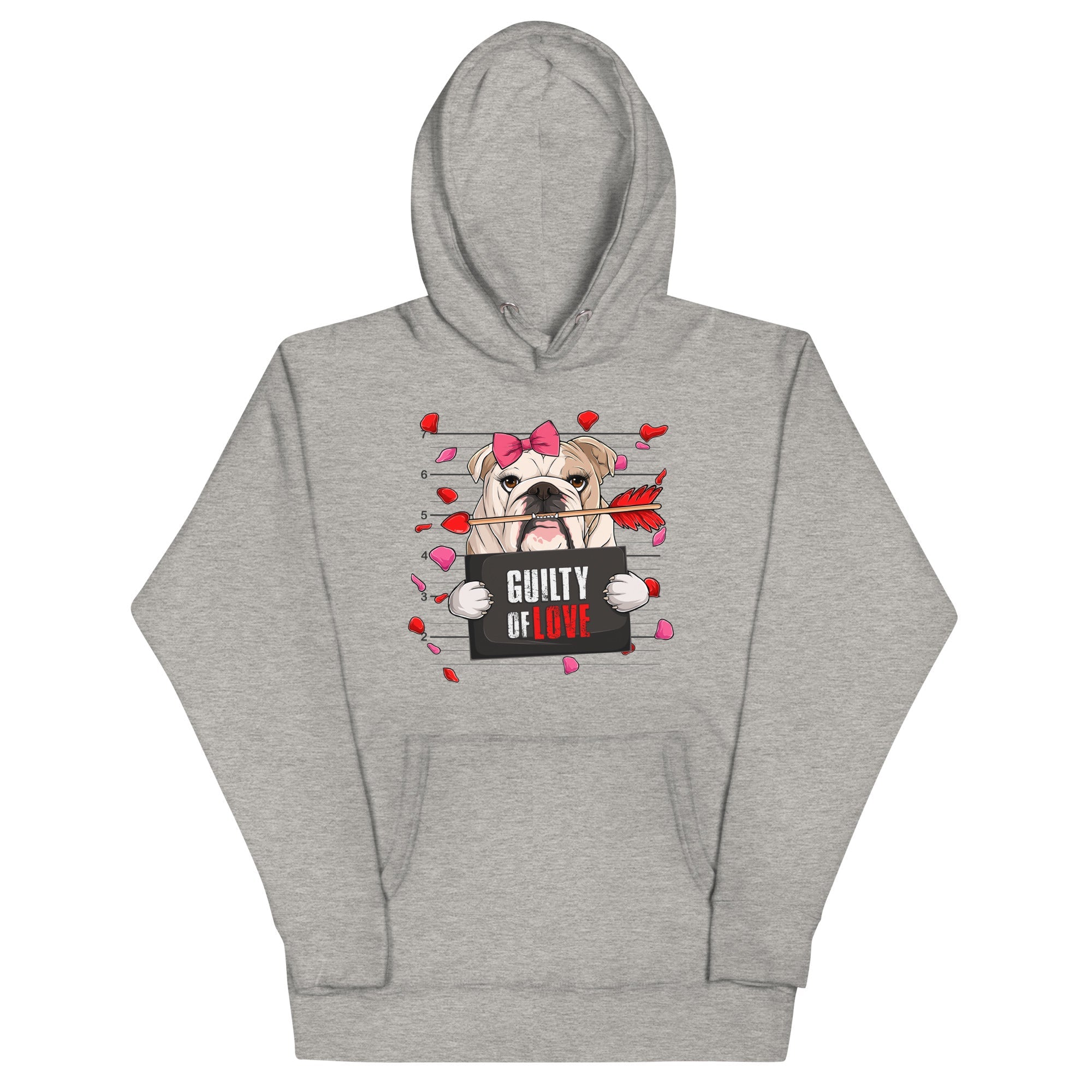 "Guilty of Love" English Bulldog Unisex Hoodie | Fawn &amp; White Colored Female