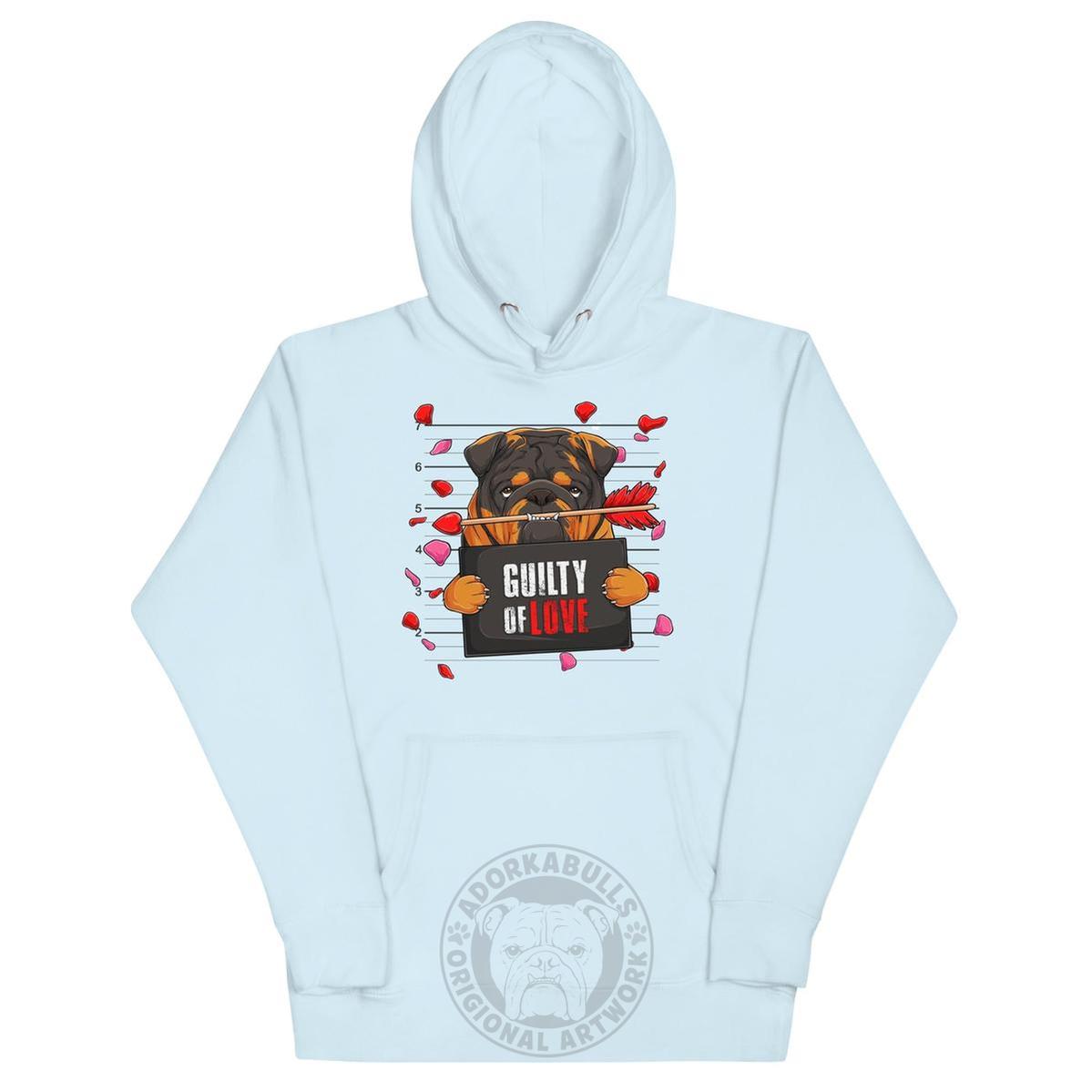 "Guilty of Love" English Bulldog Unisex Hoodie | Tri Colored Male