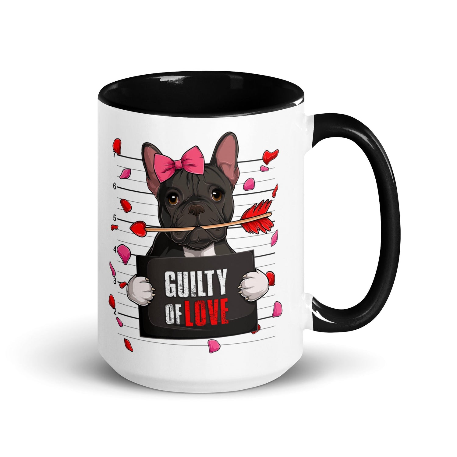 "Guilty of Love" French Bulldog Mug | B&amp;W Colored Female