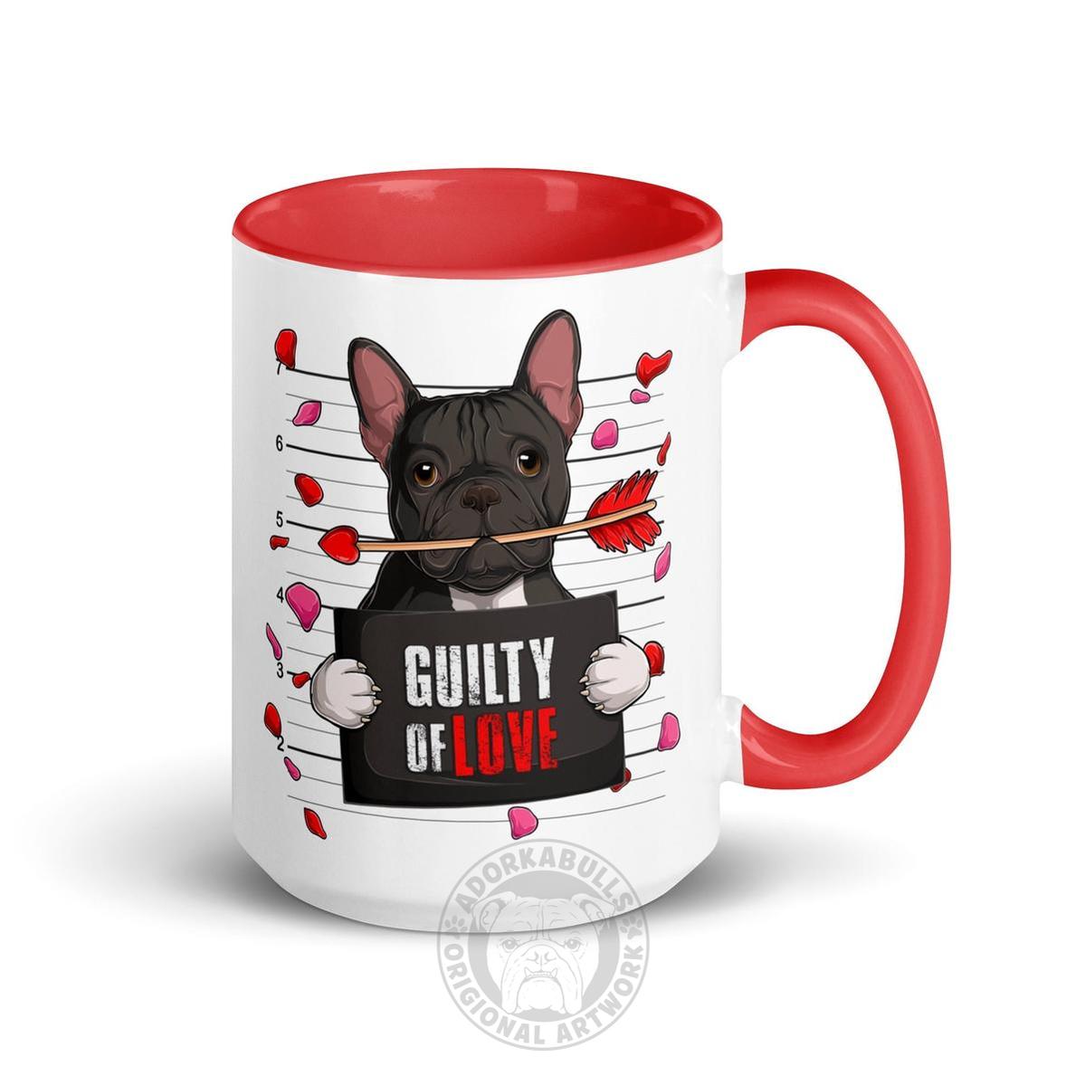 "Guilty of Love" French Bulldog Mug | B&amp;W Colored Male