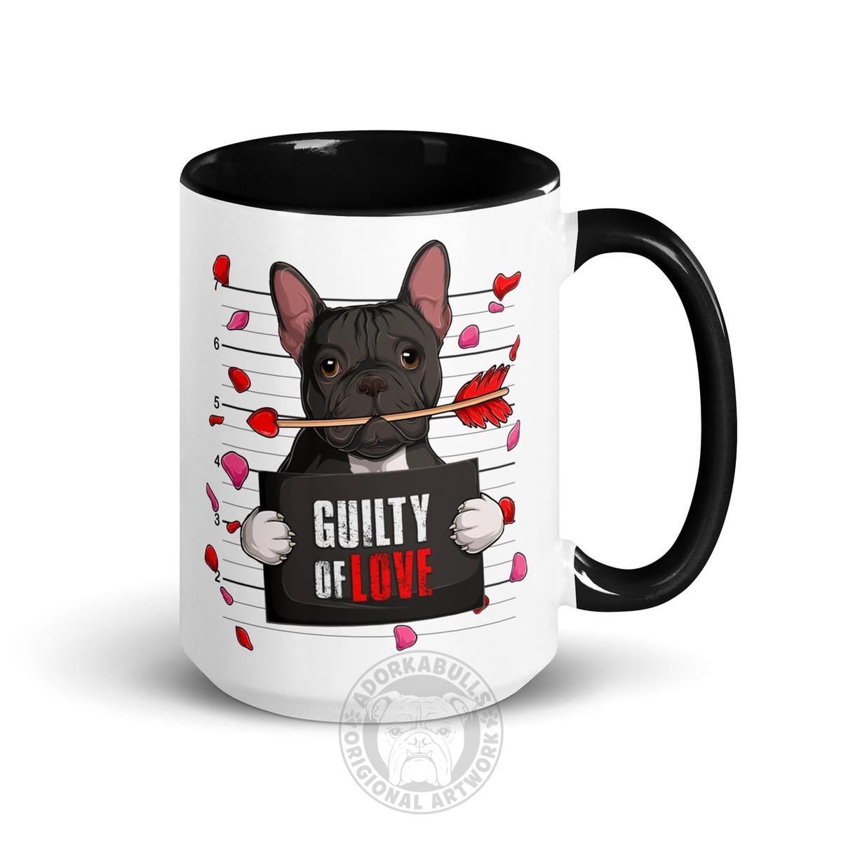 "Guilty of Love" French Bulldog Mug | B&amp;W Colored Male