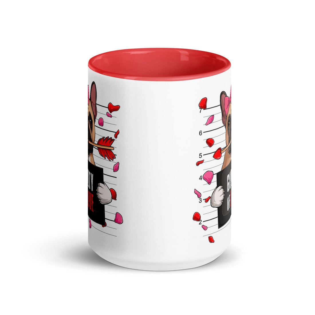 "Guilty of Love" French Bulldog Mug | Fawn &amp; White Colored Female